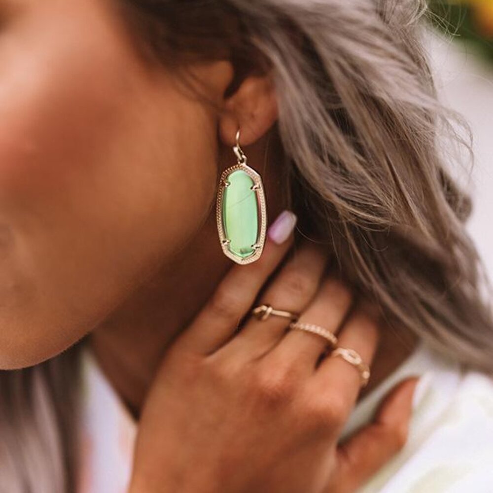 Kendra Scott Elle Lilac Abalone Earrings Silver Tone - Picture 6 of 6